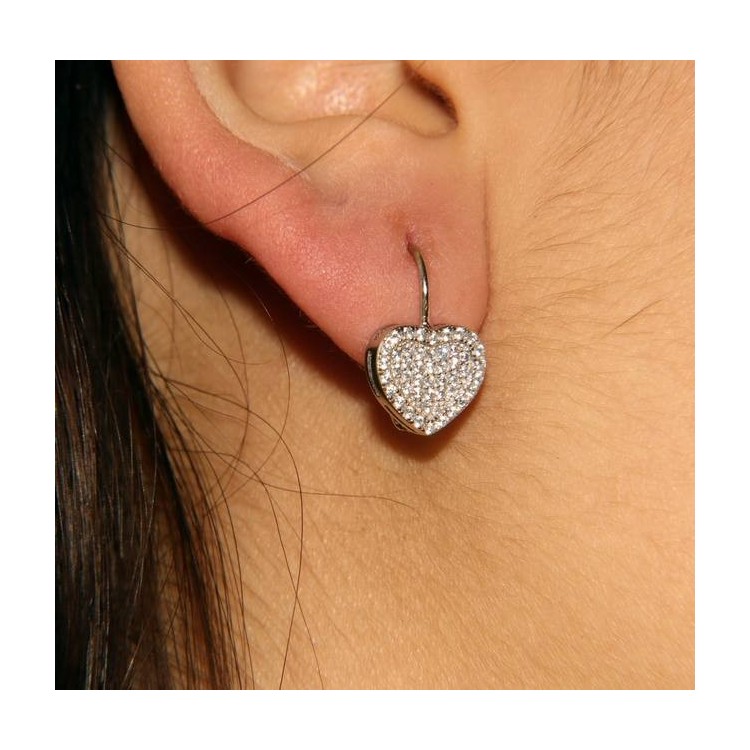 RMB|Woman earrings in silver 925 silver heart micropavè of cubic zirconia 10mm