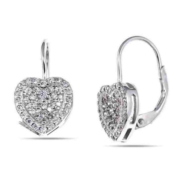 RMB|Orecchini donna monachella argento 925 cuore micropavè di zirconi NALBORI