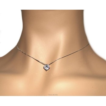 RMB|Parure donna punto luce 7 mm in argento 925 con zircone. Catena veneziana ciondolo passante e Orecchini abbinati  NALBORI