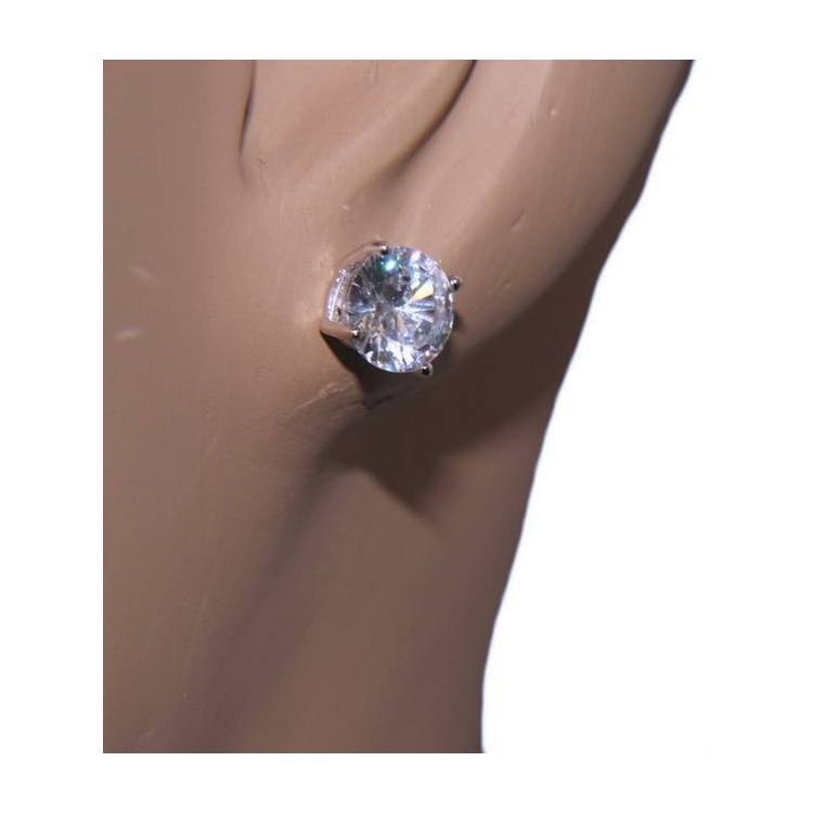 RMB|Set of women's 7 mm light point in 925 silver with zircon. Venetian chain pendant and matching earrings