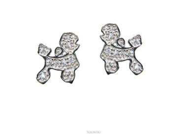 RMB|women's silver 925 earrings with white zircons poodle dog NALBORI