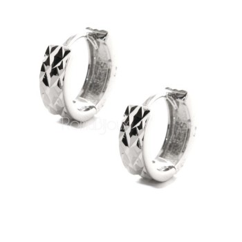 RMB|Silver 925: earrings massive cliquet woman and diamond faceted small 13 mm (one pair)