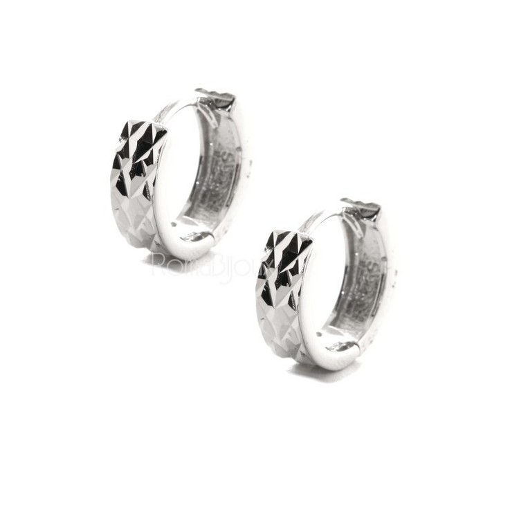 RMB|Silver 925: earrings massive cliquet woman and diamond faceted small 13 mm (one pair)