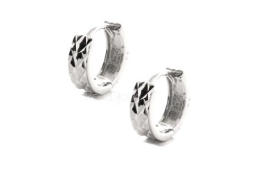 RMB|Silver 925: earrings massive cliquet woman and diamond faceted small 13 mm (one pair)