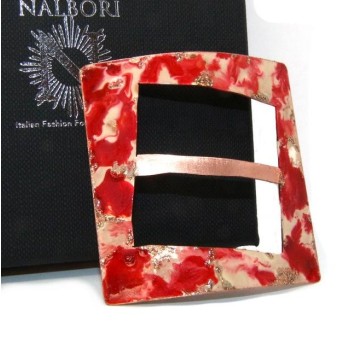 RMB|ff_10 Ferma Pareo o Foulard donna Rame 999 NALBORI arancione scuro aragosta panna glitter made in italy