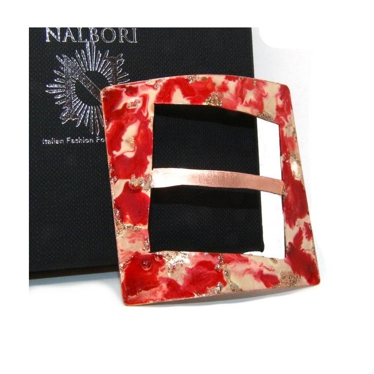 RMB|ff_10 Ferma Pareo o Foulard donna Rame 999 NALBORI arancione scuro aragosta panna glitter made in italy