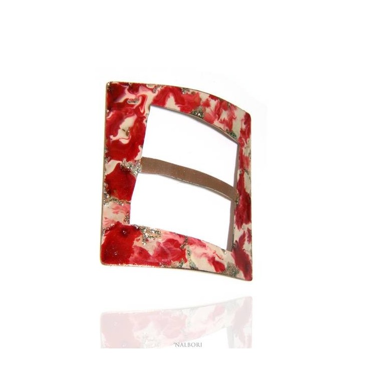 RMB|ff_10 Ferma Pareo o Foulard donna Rame 999 NALBORI arancione scuro aragosta panna glitter