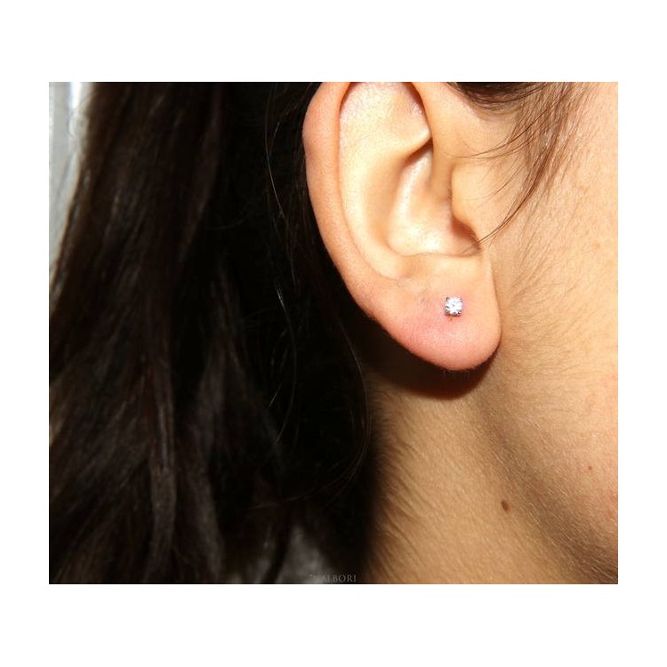 RMB|NALBORI Parure donna punto luce 7 mm in argento 925 con zircone. Catena veneziana ciondolo passante e Orecchini abbinati