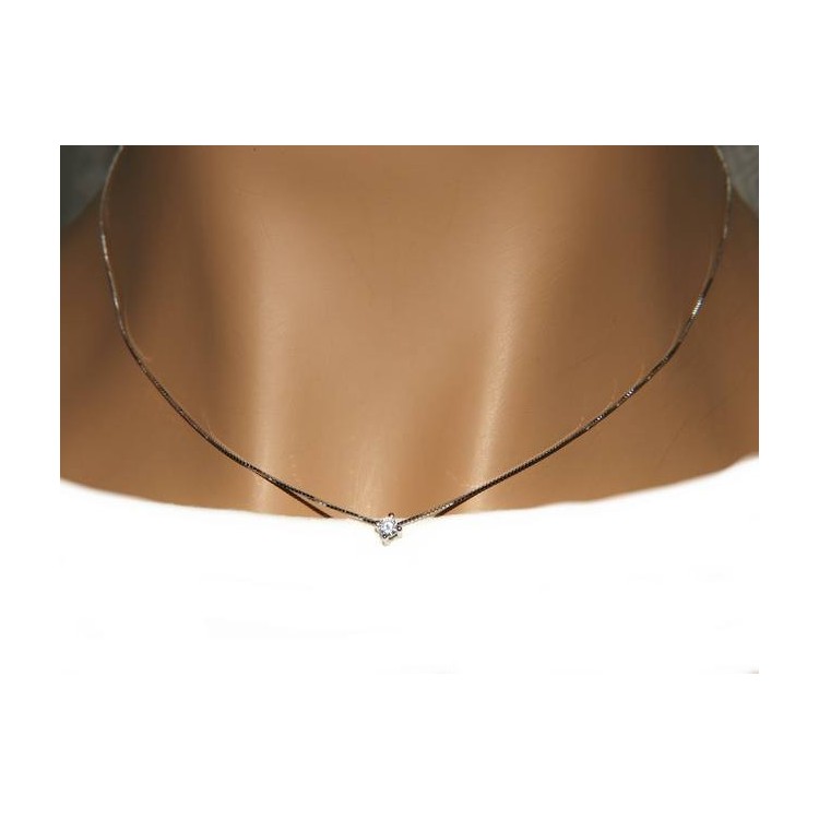 RMB|Parure donna punto luce 7 mm in argento 925 con zircone. Catena veneziana ciondolo passante e Orecchini abbinati NALBORI