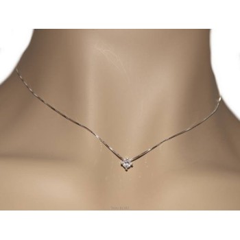 RMB|Set of women's 4 mm light point in 925 silver with zircon. Venetian chain pendant and matching earrings
