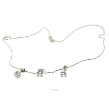RMB|Set of women's 5 mm light point in 925 silver with zircon. Venetian chain pendant and matching earrings