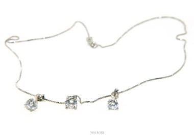 RMB|Parure donna punto luce 5 mm in argento 925 con zircone. Catena ciondolo passante e Orecchini