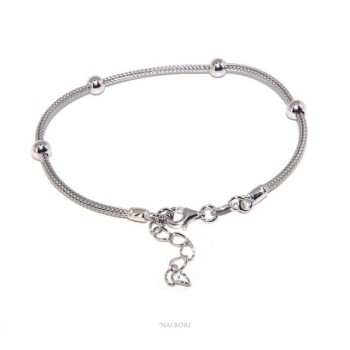 RMB|NALBORI ® fox tail bracelet 925 silver cord with smooth balls for men and women