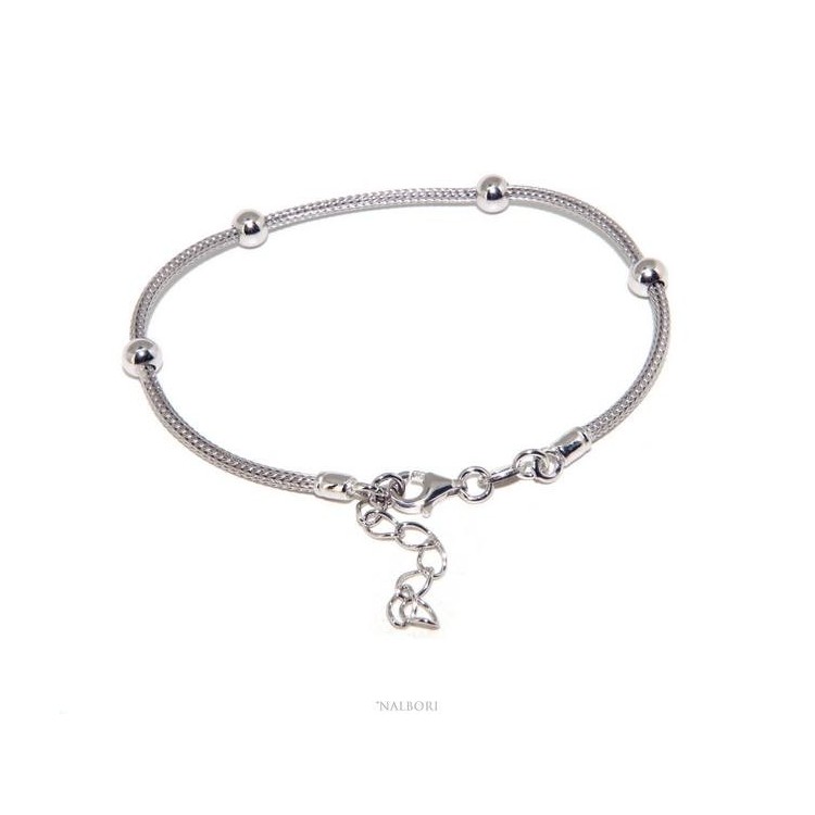 RMB|NALBORI ® fox tail bracelet 925 silver cord with smooth balls for men and women
