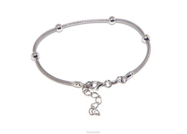 RMB|NALBORI ® bracciale fox tail cavetto argento 925 con palline lisce per uomo e donna