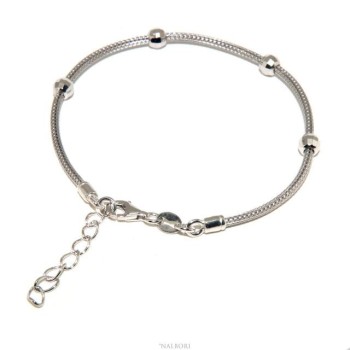 RMB|NALBORI ® bracciale fox tail cavetto argento 925 con palline diamantate per uomo e donna