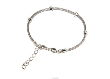 RMB|NALBORI ® fox tail bracelet, 925 silver cord with diamond balls for men and women