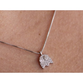 RMB|Collana argento 925 bambina donna ciondolo fantasmino pavè di zirconi