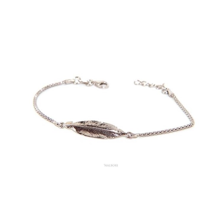 RMB|bracelet Silver 925 popcorn with central leaf NALBORI 16 / 18,5 cm