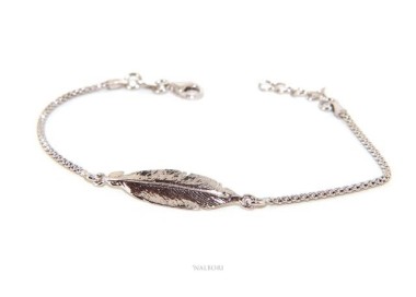 RMB|bracelet Silver 925 popcorn with central leaf NALBORI 16 / 18,5 cm