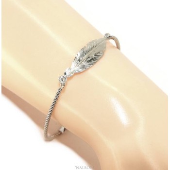 RMB|bracelet Silver 925 popcorn with central leaf NALBORI 16 / 18,5 cm