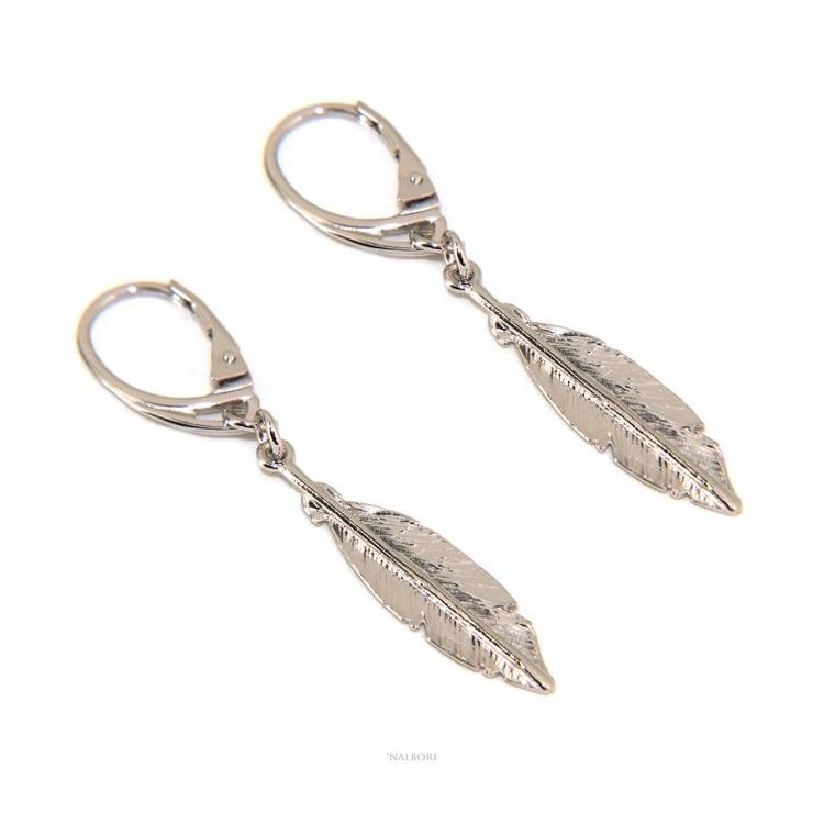 RMB|Silver 925 sterling silver dangle earrings for women with NALBORI leaf pendant
