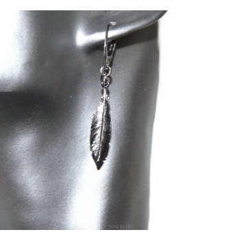 RMB|Silver 925 sterling silver dangle earrings for women with NALBORI leaf burnished  pendant