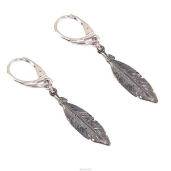 RMB|Argento 925 orecchini pendenti da donna a monachella con ciondolo foglia brunita NALBORI