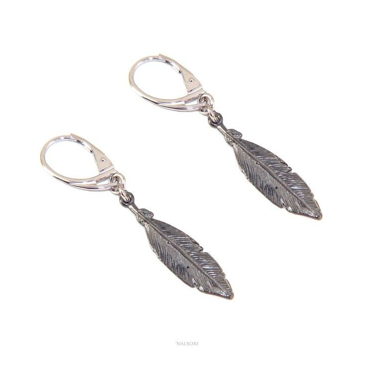 RMB|Argento 925 orecchini pendenti da donna a monachella con ciondolo foglia brunita NALBORI