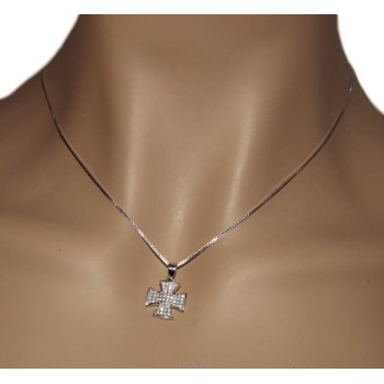 RMB|Collier woman Venetian necklace with Maltese pendant with zircons NALBORI