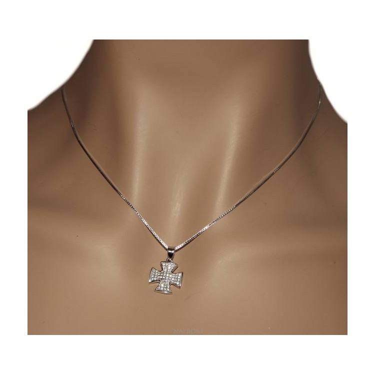 RMB|Collier woman Venetian necklace with Maltese pendant with zircons NALBORI
