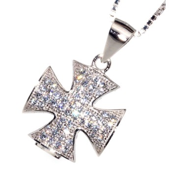 RMB|Collana Collier donna veneziana con ciondolo croce maltese zirconi NALBORI