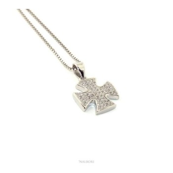 RMB|Collier woman Venetian necklace with Maltese pendant with zircons NALBORI