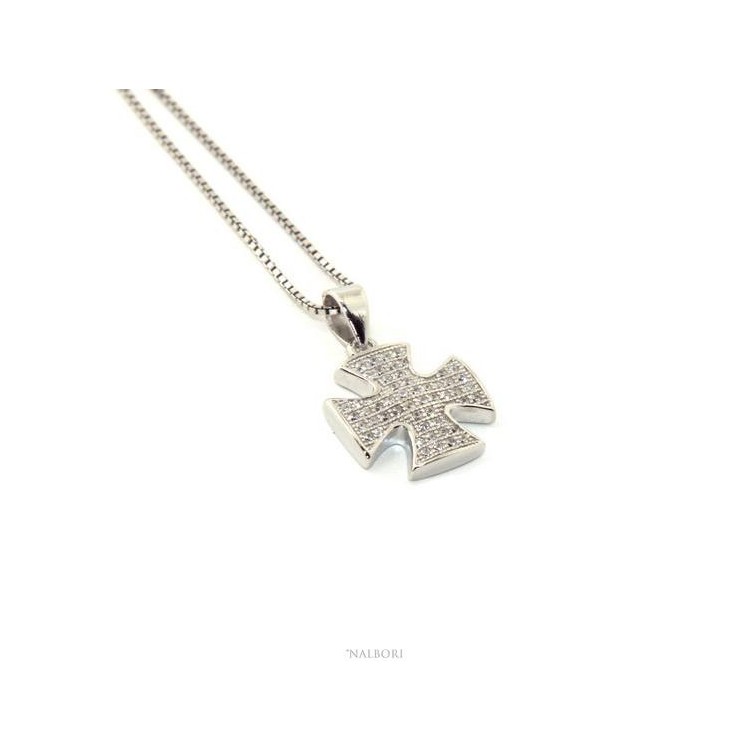 RMB|Collana Collier donna veneziana con ciondolo maltese zirconi NALBORI