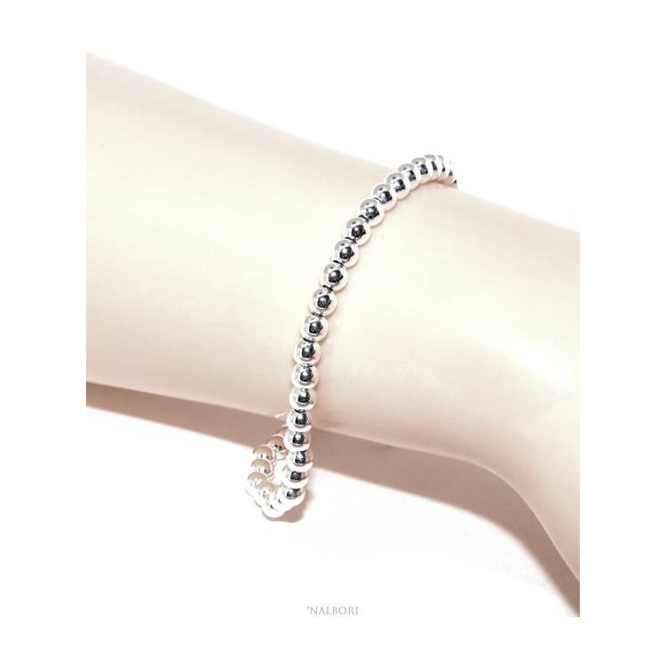 RMB|NALBORI Bracciale uomo donna argento 925 palline 4 mm 16 - 18,50