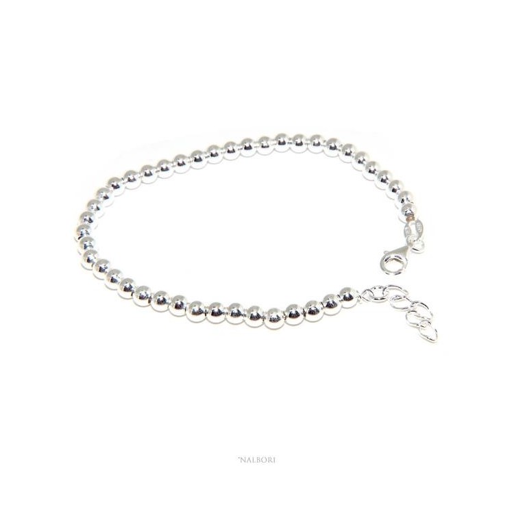 RMB|NALBORI Bracciale uomo donna argento 925 palline 4 mm 16 - 18,50