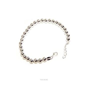 RMB|bra_071  Bracciale uomo donna argento 925 palline 6 mm ultraleggere polso cm 15 - 18,50 NALBORI