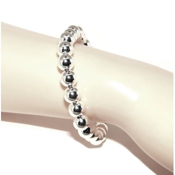 RMB|NALBORI Bracciale uomo donna argento 925 palline 8 mm ultraleggere polso cm 16 - 19