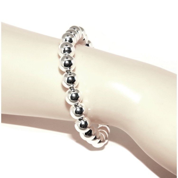 RMB|NALBORI Bracelet man woman silver 925 balls 8 mm ultralight wrist cm 16 - 19