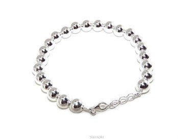 RMB|NALBORI Bracelet man woman silver 925 balls 8 mm ultralight wrist cm 16 - 19