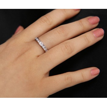 RMB|fede eternity argento 925 binario zirconi bianchi brillante 2 mm per uomo o donna