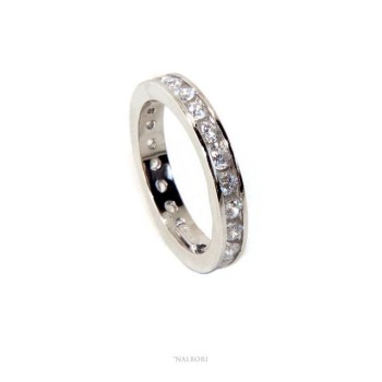 RMB|NALBORI Argento 925 Rodiato Eternity infinity fede tutto giro zirconi bianchi brillante 2 mm per uomo o donna