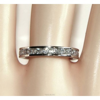 RMB|NALBORI 925 silver Rhodium plated Eternity infinity round all white brilliant zircons 2 mm for men or women