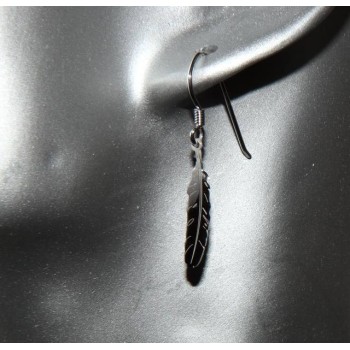 RMB|NALBORI woman earrings Silver 925 with feather pendant cut and laser engravedaser engraved