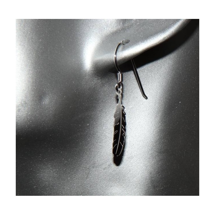 RMB|NALBORI woman earrings Silver 925 with feather pendant cut and laser engravedaser engraved