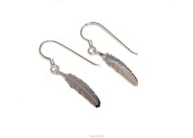 RMB|NALBORI woman earrings Silver 925 with feather pendant cut and laser engraved