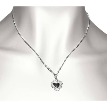 RMB|NALBORI necklace 925 silver woman rolo '45 + 5 with sacred heart pendant ex voto bathroom white gold