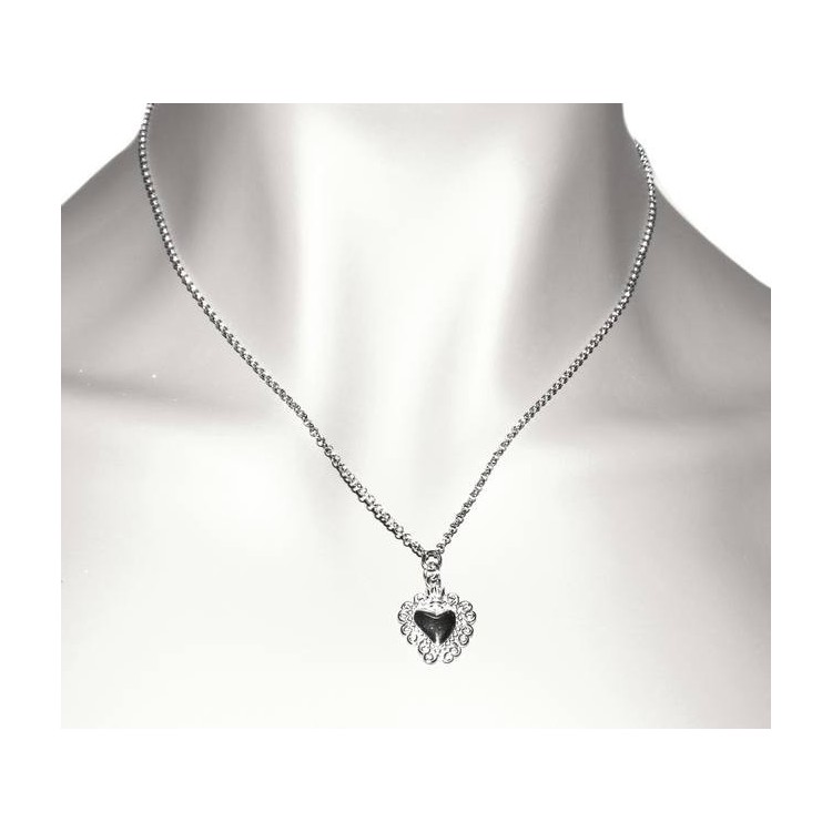 RMB|NALBORI necklace 925 silver woman rolo '45 + 5 with sacred heart pendant ex voto bathroom white gold