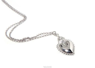 RMB|NALBORI necklace 925 silver woman rolo '45 + 5 with sacred pendant heart flame ex voto