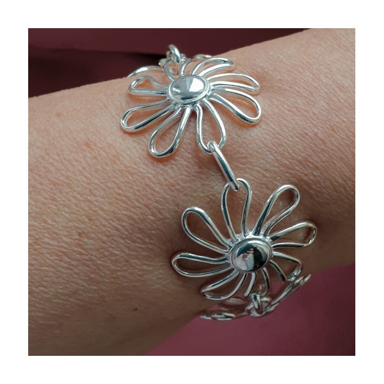 RMB|NALBORI bracciale donna argento 925 grandi margherite fiori
